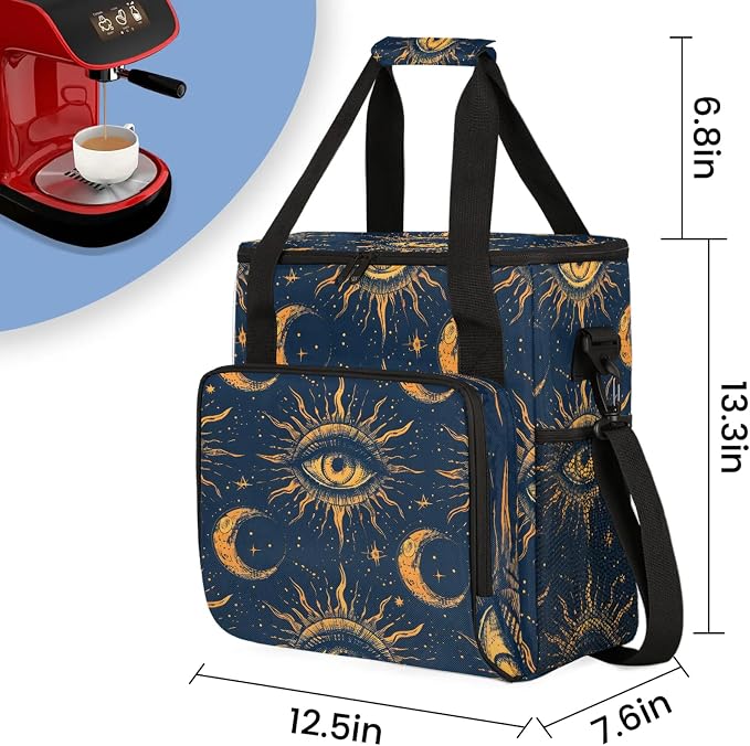 Boho Moon Coffee Maker Carring Bag, Large Insulated Storage Organizer Case Tote - Image 2
