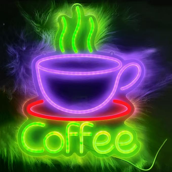 LED Coffee Cup Neon Sign Large 5V USB Powered Acrylic Neon Lights - Image 3
