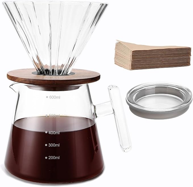 Lalord Pour Over Coffee Maker, 20 oz Borosilicate Glass Set by Lalord