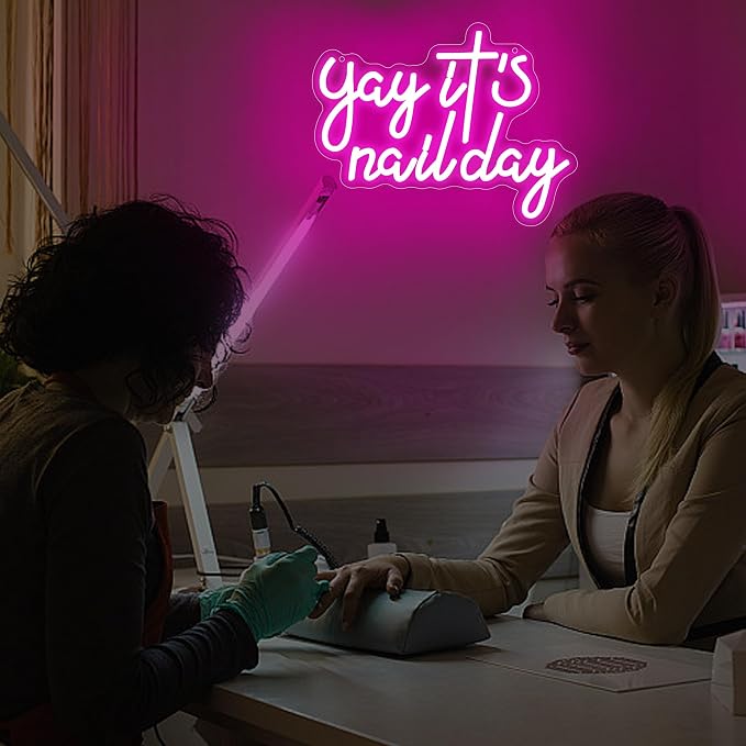 Yay It's Nail Day Neon Sign for Wall Decor Neon Light for Salon Bar Beauty Room - Image 5