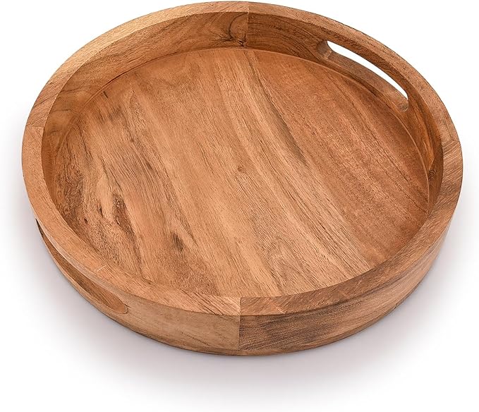 Samhita Round Serving Acacia Wooden Tray - Image 3