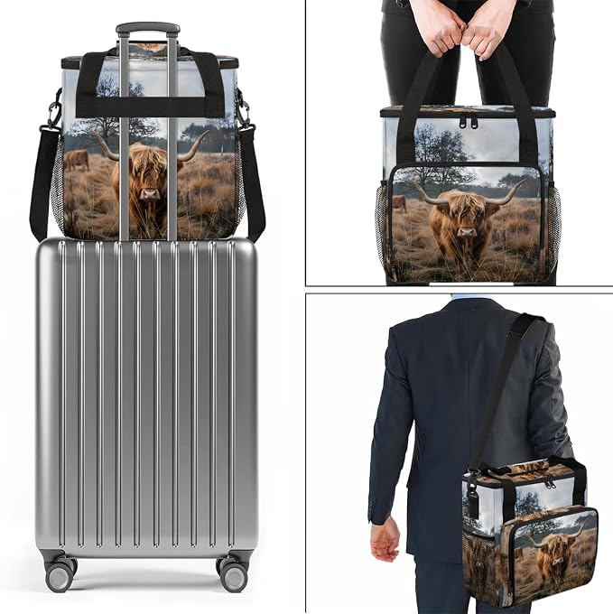 Highland Cow Animal Coffee Maker Carring Bag, Large Insulated Storage Organizer - Image 7