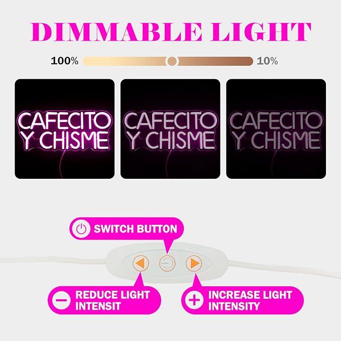 Funny Cafecito Y Chisme Neon Sign - Image 3