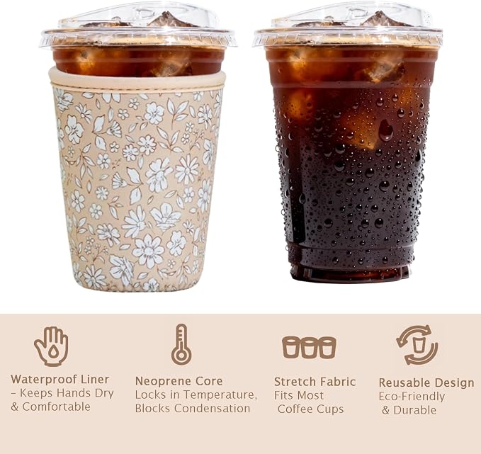 Reusable Insulated Sleeve for Iced Coffee Cup, Beverage Holder for Iced Coffee - Image 6