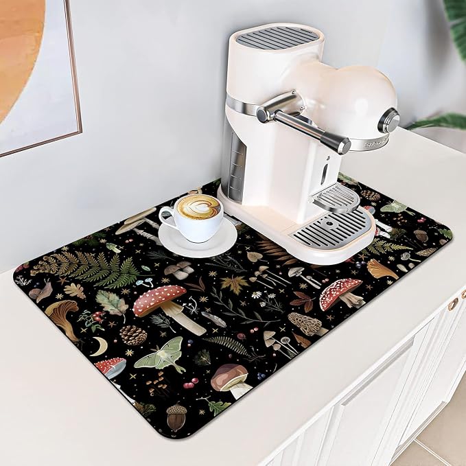Mushroom Fern Leaves Berry Coffee Mat Dish Drying Mats - Image 2