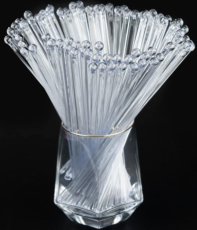 hapray 100-PCS Clear Plastic Swizzle Sticks, Crystal Cake Pops, Cocktail Coffee by hapray