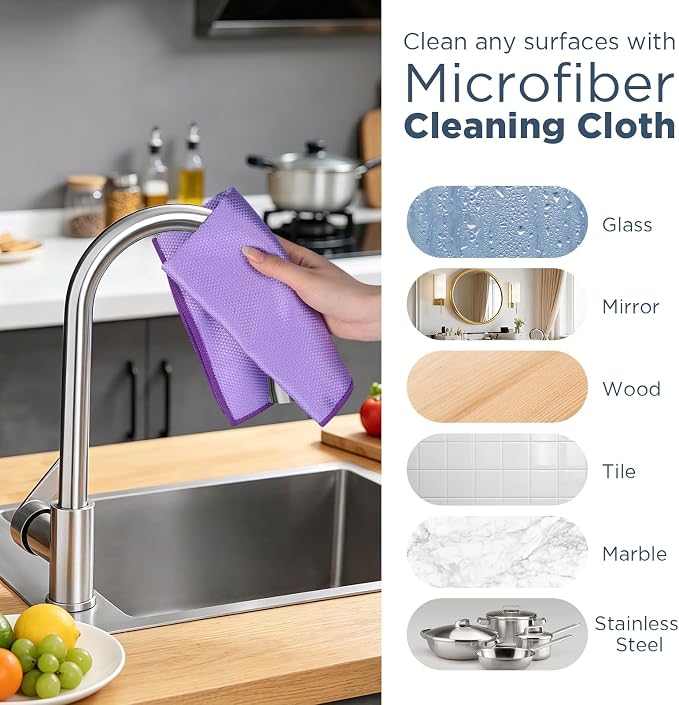 SINLAND Microfiber Glass Cleaning Cloth, Lint Free Cleaning Cloths - Image 6