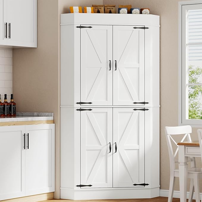 Gyfimoie Corner Cabinet, Kitchen Pantry Storage Cabinet, Freestanding Buffet - Image 3