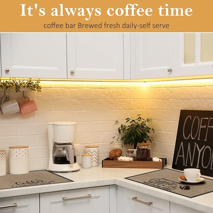 Cunhill 2 Pieces Coffee Bar Mat, Coffee Bar Accessories 20 x 14 Inch Coffee Bar - Image 7