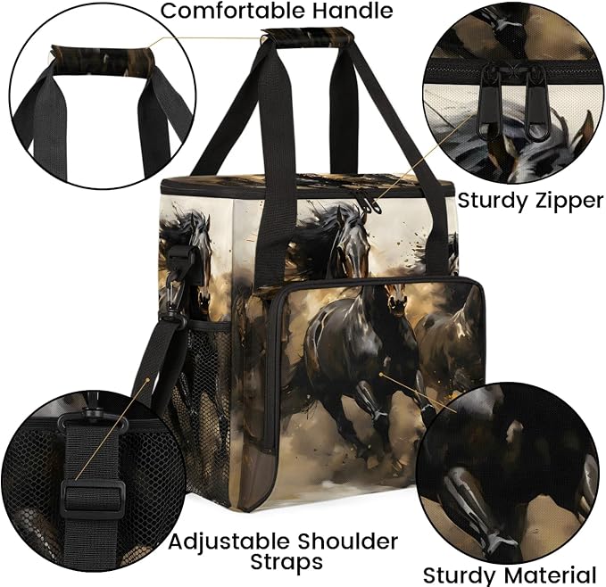 Horse Coffee Maker Carring Bag, Large Insulated Storage Organizer Case Tote Bags - Image 6