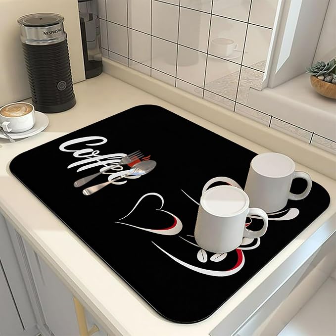 Coffee Bar Mat Rubber Dish Drying Mat - Image 2
