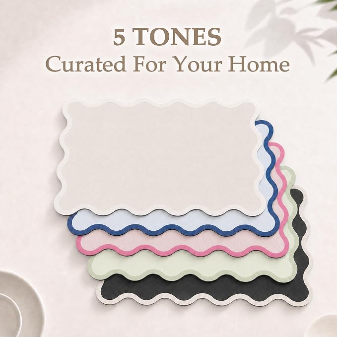 Scalloped Dish Drying Mat for Kitchen Counter, Absorbent Easy Clean Non-slip - Image 6