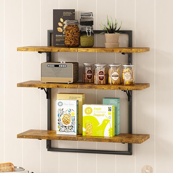 Floating Shelves for Wall, 24 inch Kitchen Shelves Wall Mounted, 3 Tier Coffee - Image 3