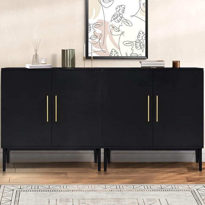 Set of 2 Black Storage Cabinet by REHOOPEX