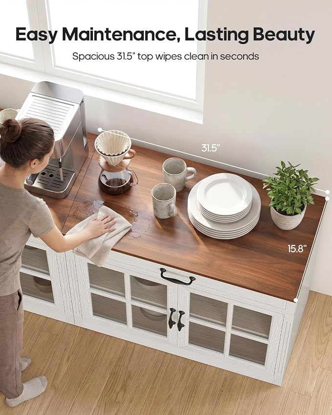 HAUOMS Modern Farmhouse Coffee Bar Cabinet - Image 4