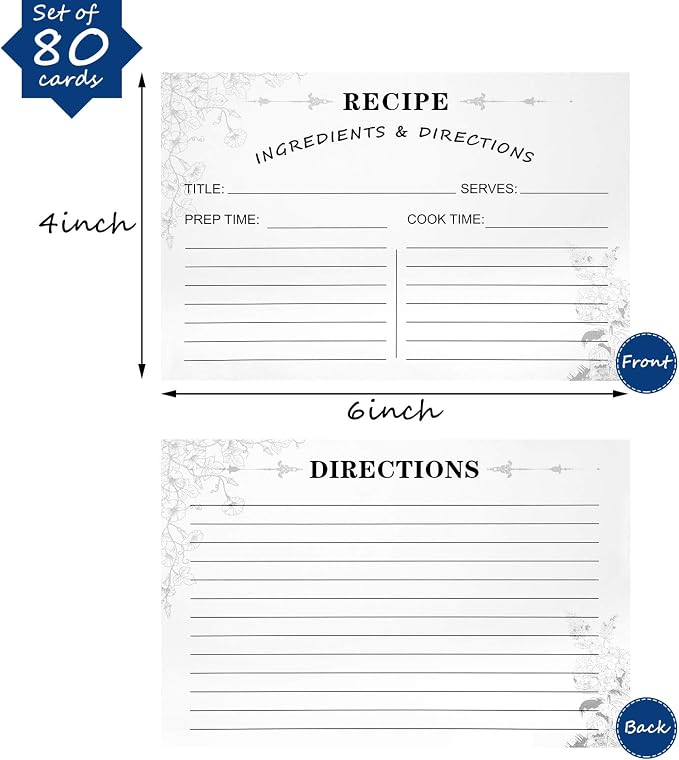 Outus 80 Pack 4 x 6 Inch Vintage Recipe Cards - Image 2
