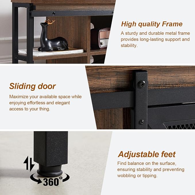 HOMISSUE Corner TV Stand for 55 Inch TV, Rustic Corner Entertainment Center - Image 6