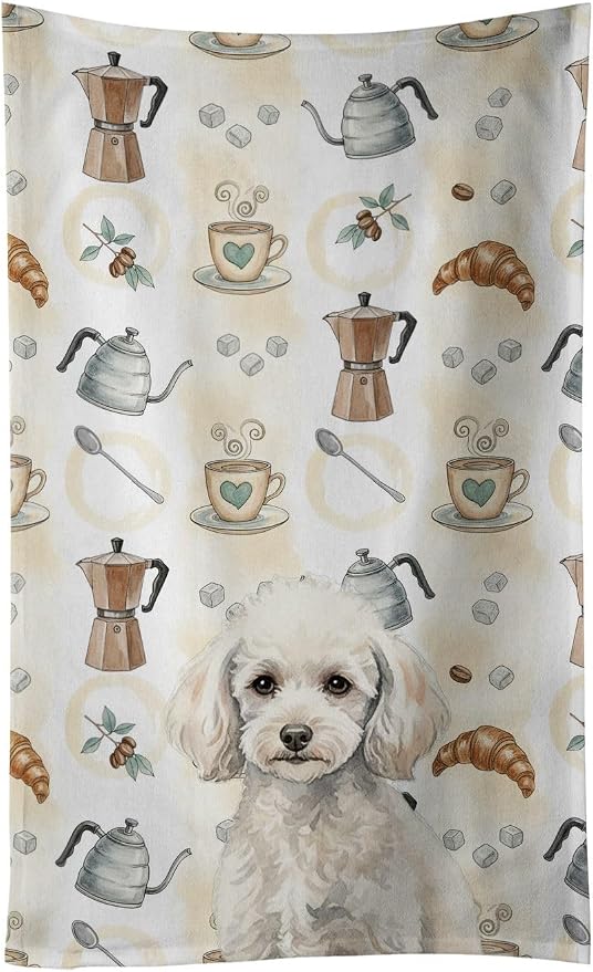 Caroline's Treasures Miniature White Poodle Coffee Bar Kitchen Towel Velour by CarolinesTreasures