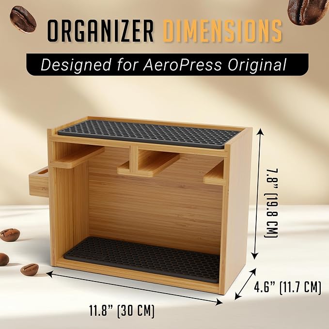 HEXNUB Organizer Stand for AeroPress Bamboo Coffee Caddy Original Black | - Image 3