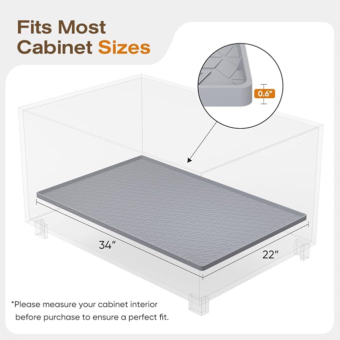 TRZZ Silicone Waterproof Under Sink Mat 34" x 22", Drip Tray and Cabinet Liner - Image 2