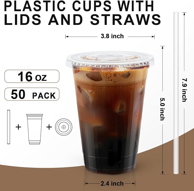 Lamosi 16 OZ Clear Plastic Cups - Image 2
