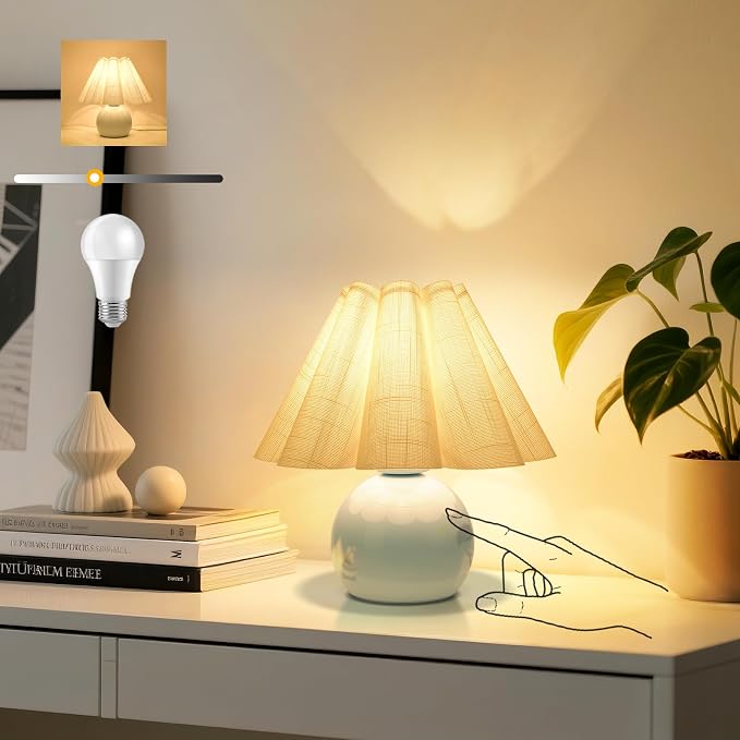 Light Blue Small Touch Control Table Lamp by Unknown