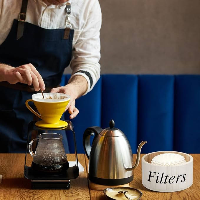 Chunful Coffee Filter Container Wooden Coffee Filter Storage Holder - Image 4