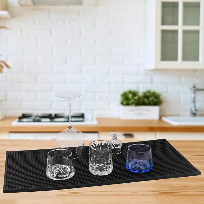 3 Pack 12 x 18 Inch Black Rubber Bar Mats, Rubber Bar Mat, Anti-Slip Bar Spill - Image 4
