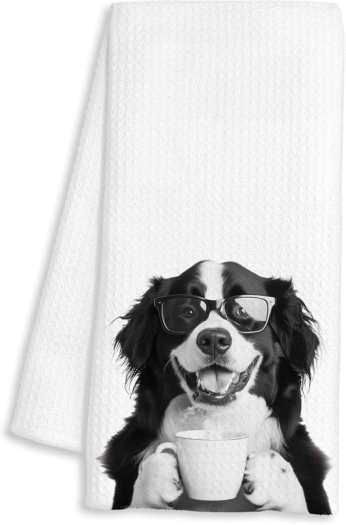 Funny Bernese Mountain Coffee Kitchen Towels Gift, Bernese Mountain Dog Gifts by Unknown