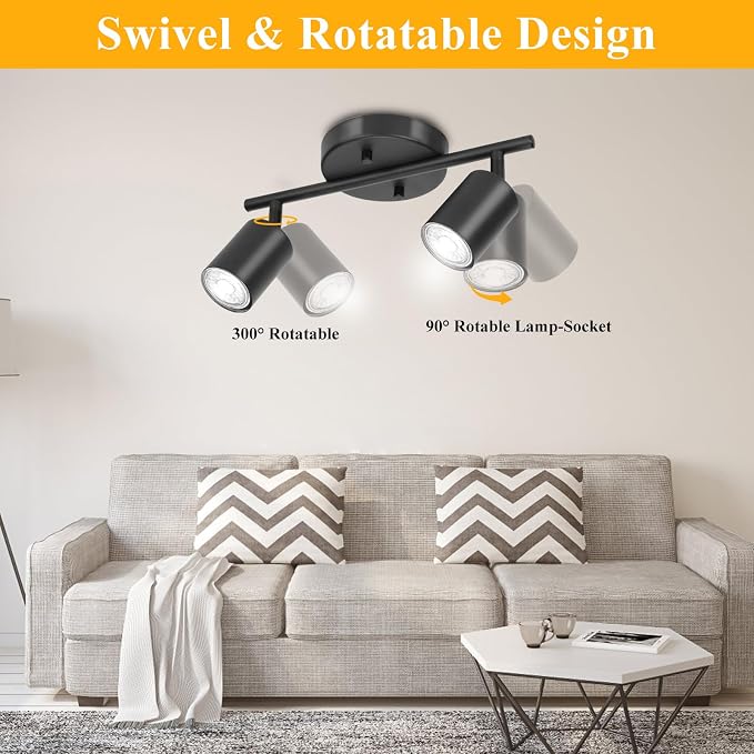 BoostArea LED 2 Light Track Lighting Kit, Flexibly Rotatable Light Head - Image 6