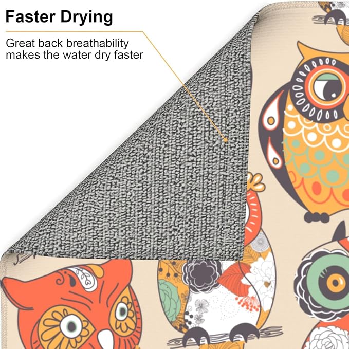 Owl Dish Drying Mat For Kitchen Counter Decor And Accessories 16 X 18 Inch - Image 7