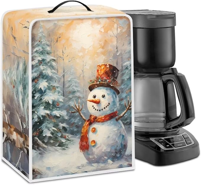 Happy Snowman Coffee Maker Dust Cover Lightweight Kitchen Appliance by Psesaysky
