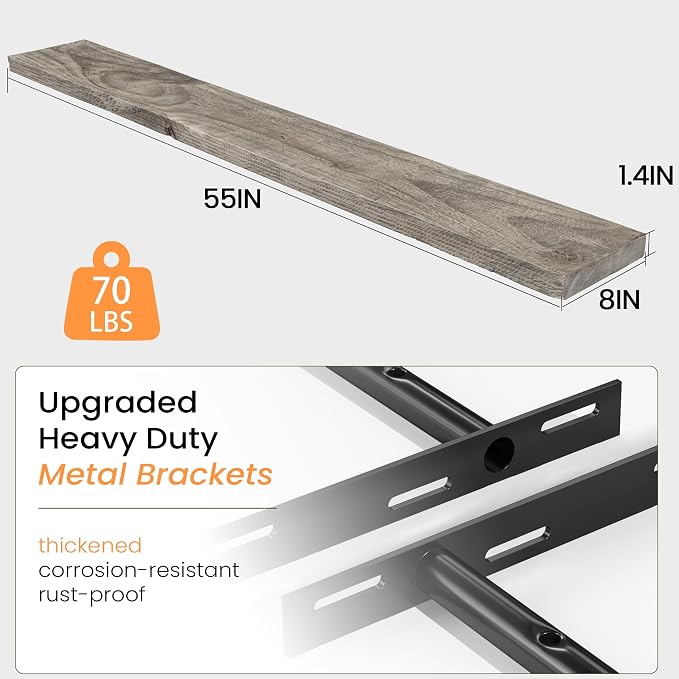 Fun Memories 55 Inch Reclaimed Wood Floating Shelves - Image 3