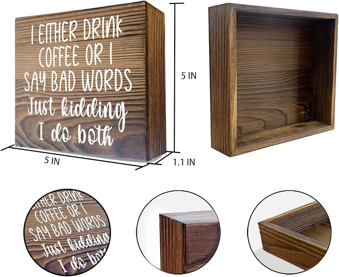 Mtrgdn Coffee Bar Accessories Wooden Sign Decor, Funny Coffee Bar Decor - Image 4