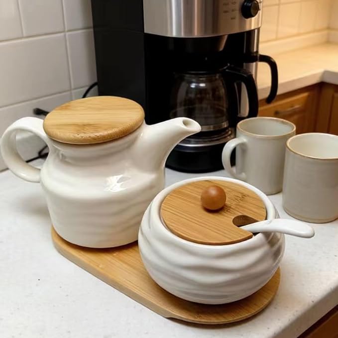 Ceramic Sugar and Creamer Container Set, 12oz Cream Pitcher and 7.5oz Porcelain - Image 8