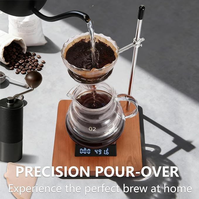 Pour Over Stand with Cherry Wood Base & Stainless Steel 360° Adjustable Coffee - Image 3