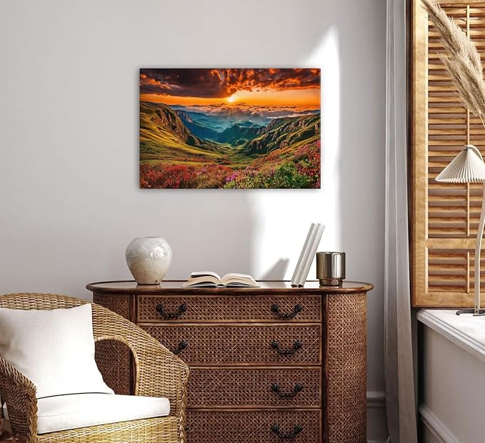 Sunrise Mountain Wall Art Great Smoky Mountain Canvas Prints Photo Living Room - Image 3