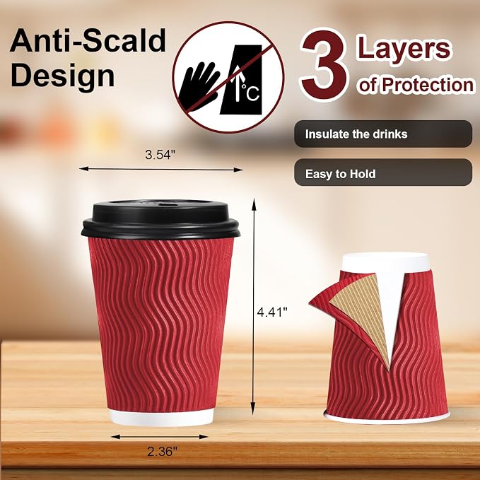 Lamosi 12 OZ Disposable Coffee Cups - Image 2