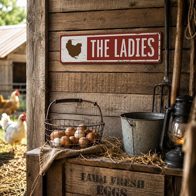 Rustic Farmhouse Style Chicken Coop Sign, Metal Outdoor Chicken House Signs - Image 4