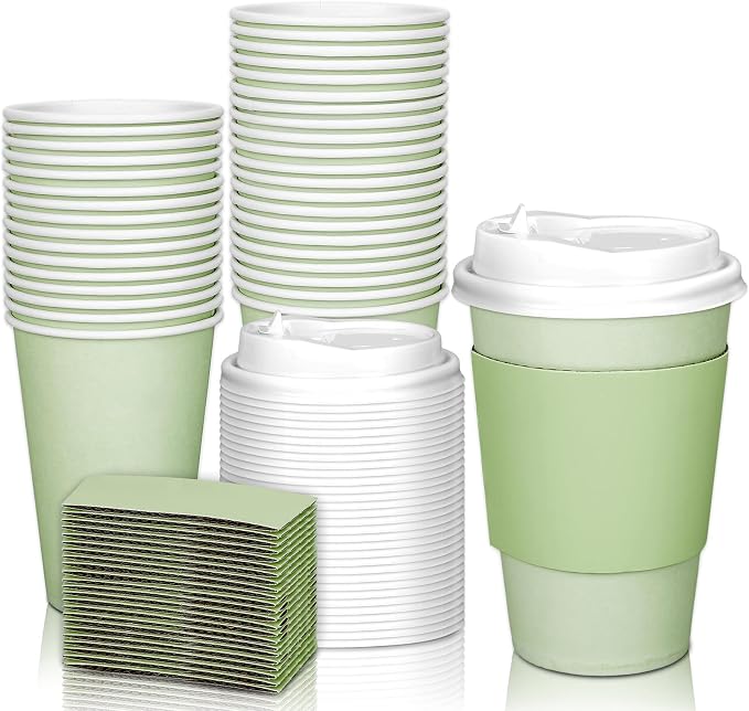 JarThenaAMCS 50Pcs St. Patrick's Day Green Disposable Coffee Cups by JarThenaAMCS