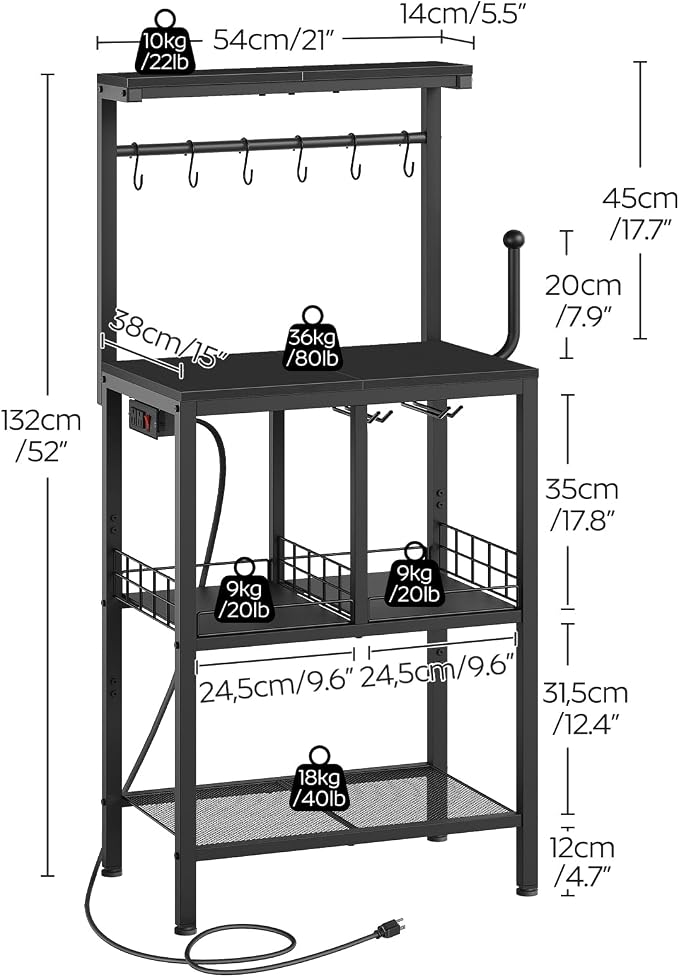 YATINEY Bakers Rack with Power Outlet, Microwave Stand with Paper Holder - Image 7