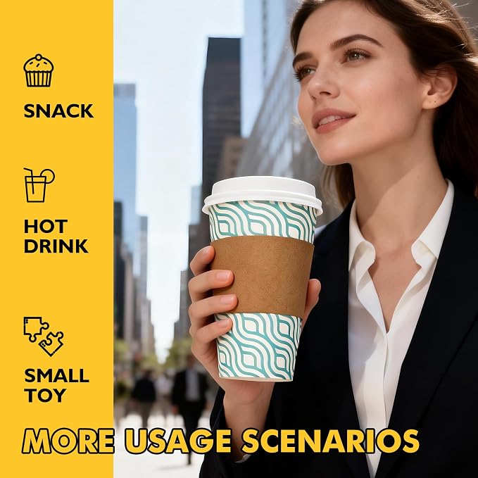 RACETOP 16 oz Paper Coffee Cups, 100 Pack Disposable Coffee Cups - Image 7
