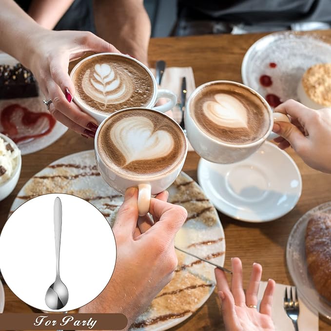 Yinkin 50 Pcs Demitasse Espresso Spoons 4.92" Stainless Steel Tablespoons Metal - Image 5
