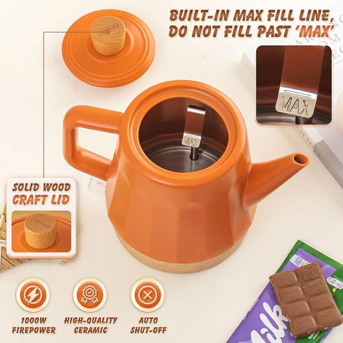 1.2-Qt Ceramic Electric Kettle Pot, Tea Kettle & Water Boiler - Image 5