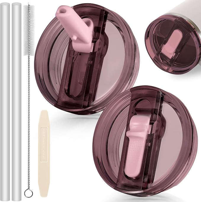 40oz Flip Straw Leak Proof Lid for Stanley Cup Accessories, 2 Pack No Spill Lid by ANTAND