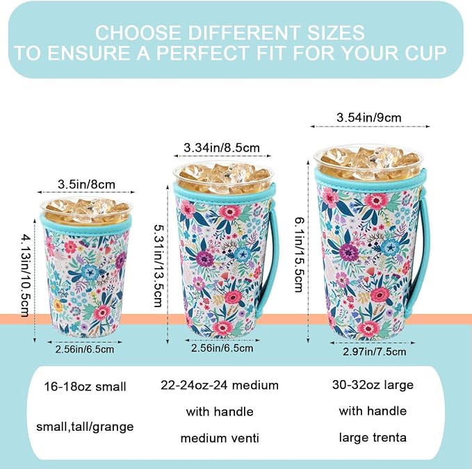 KJQJLY 3 Pack Reusable Iced Coffee Sleeves - Image 2