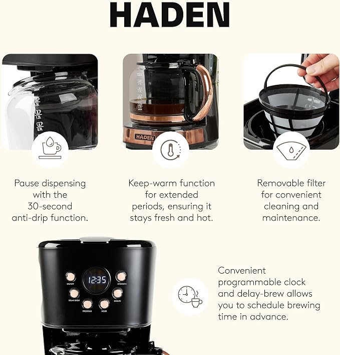 HADEN Coffee Machine, 12 Cup Programmable Drip Coffee Maker - Image 3