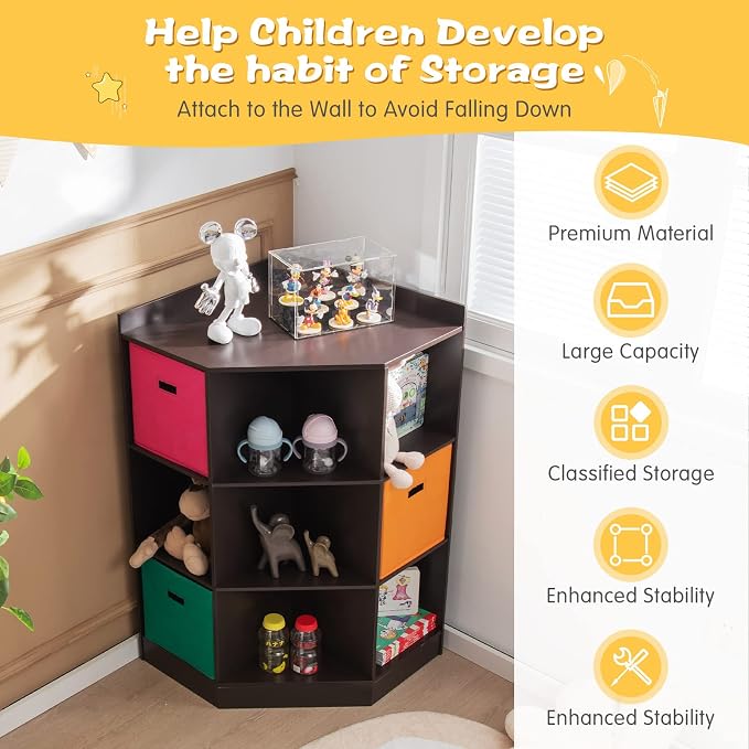 HONEY JOY Kids Toy Storage Organizer, 9-Cubby Toy Bin Organization Storage - Image 8