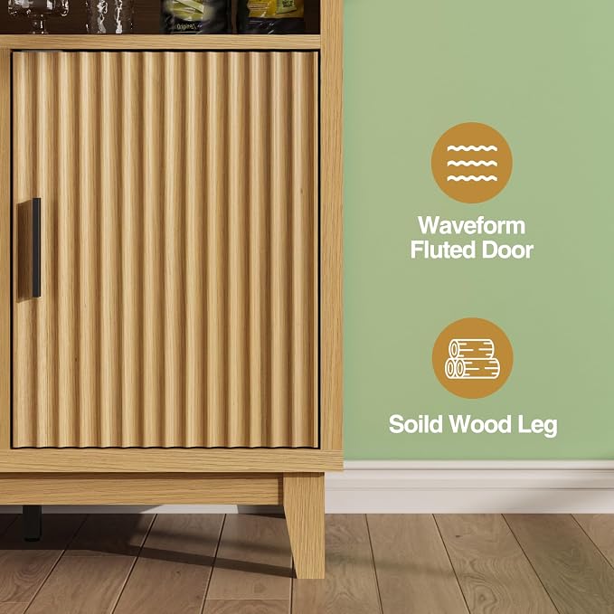 Vabches Fluted Coffee Bar Cabinet - Image 6