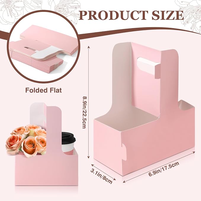 Bakbania Floral Wrap Packing Boxes 20 Pcs Pink Flower Gift Bags 2 Cup - Image 2